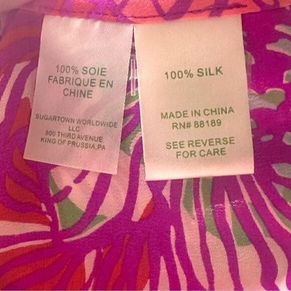 Lilly Pulitzer Elsa Worth It Silk Pink Floral Top Size 📦 - Picture 7 of 11